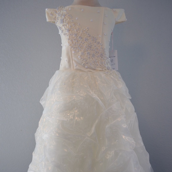 5t-6 formal pageant wedding vanilla creme dress - Picture 1 of 5
